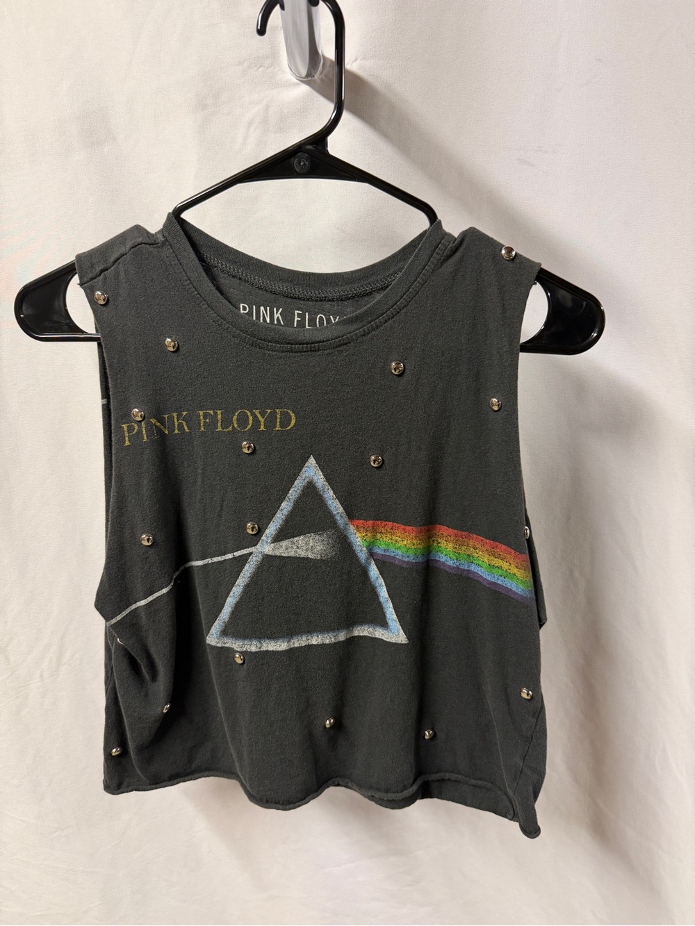 Pink Floyd Black Tank Top with Prism and Rainbow Graphic